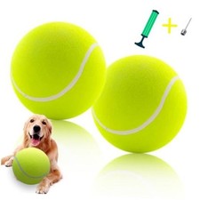 Giant 9.5" Dog Tennis Ball, 2 Pack Oversize 2 Pack Yellow with Pump