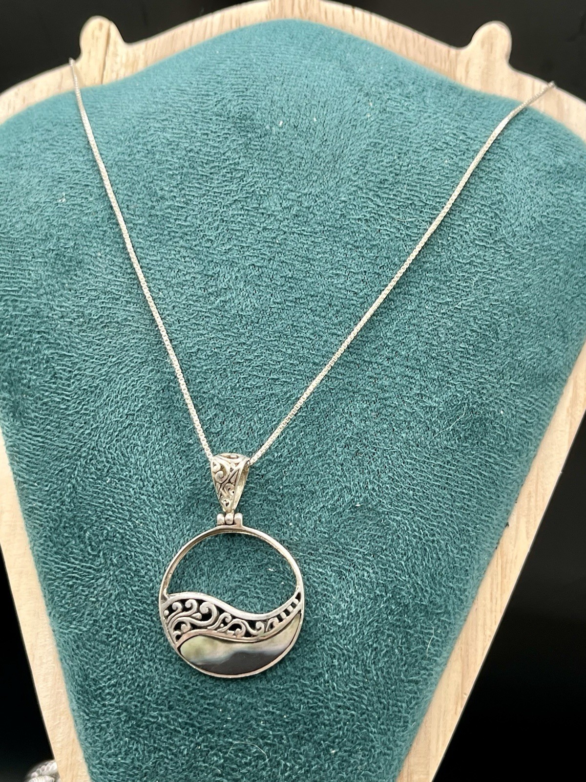 Paua Abalone Shell Sterling Silver Wave Scroll Wo… - image 10