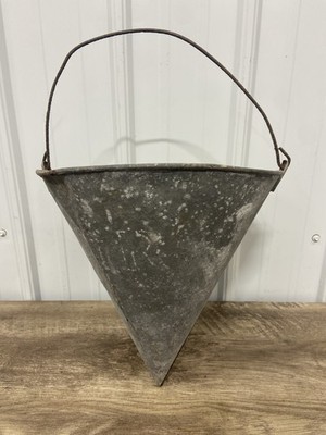 Antique Vintage Galvanized Cone Shaped Fire Brigade Bucket Firefighter 