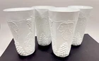 Indiana Colony Harvest Milk Glass Grape Leaves 6”Tumblers Set of 4 Vintage