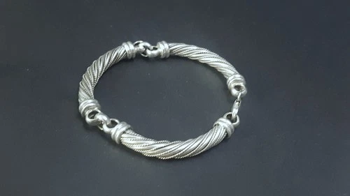 Indiri Collection Ethnic Inspired Sterling Silver Bar Link Bracelet 40.7g  This