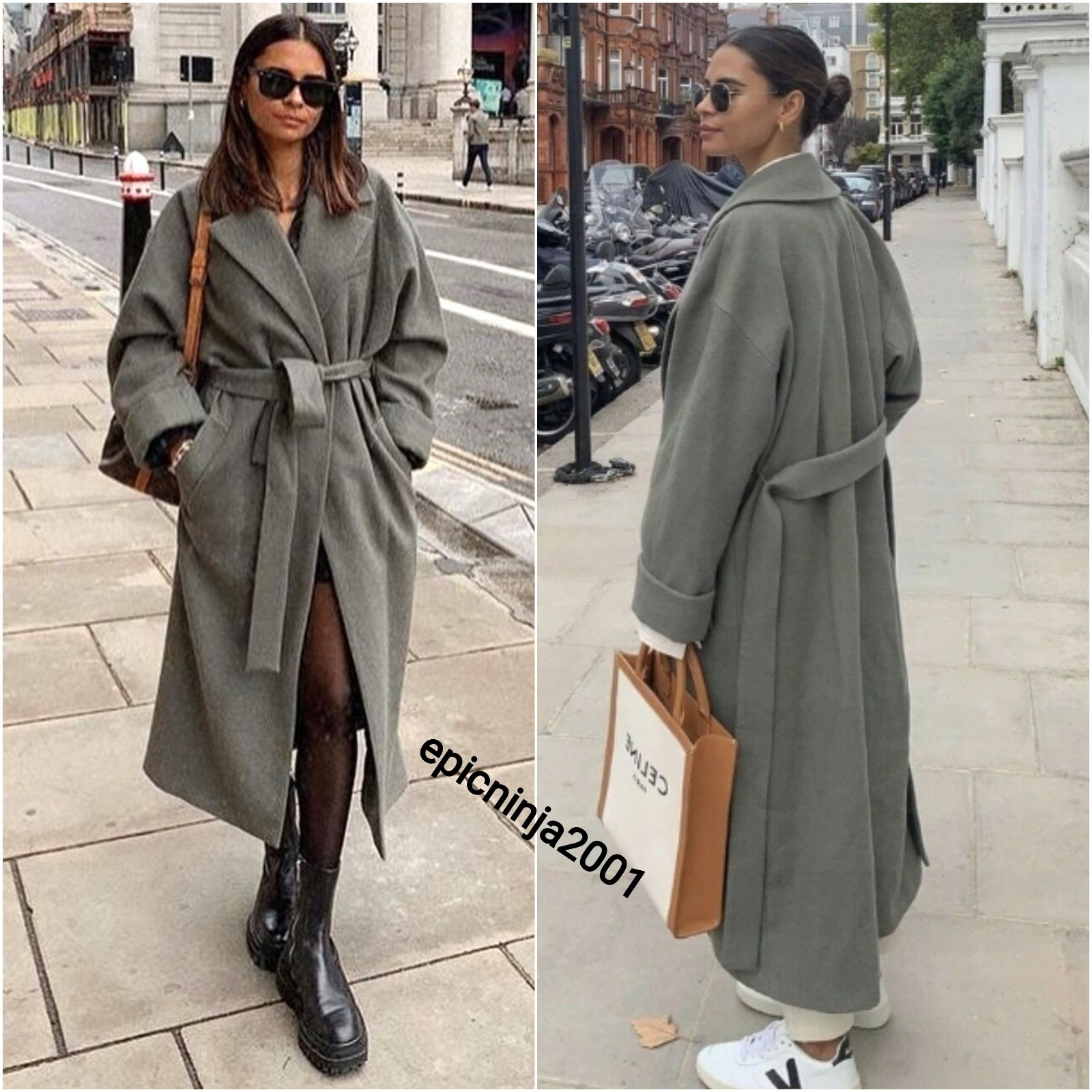 ZARA LIMITED EDITION KHAKI 100percent WOOL BELTED COAT SIZE M