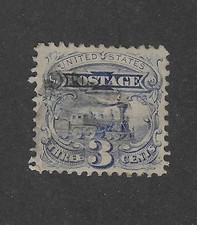 US Scott 114, 3 cents ultramarine, Locomotive, 1869 pictorial, XF, cat. $300