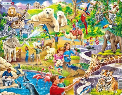 Zoo Animals 48 Piece Tray Jigsaw Puzzle Larsen New