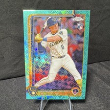 Topps Chrome 2025 Isaac Collins RC Logofractor Aqua Refractor Brewers #92 /199🔥