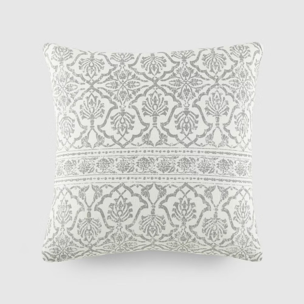 Antique Floral Pattern Cotton Throw Pillow Cover With Pillow Insert Set -