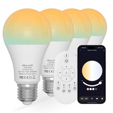 LED Remote Control Light Bulbs 60 Watt Equivalent, Dimmable 2700-6500K Lightb...