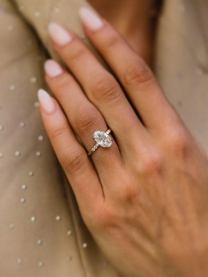 2.90 Carat Crushed Ice Oval Cut Moissanite Solitaire Ring, Her Engagement Ring