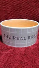 Ceramic Dog Food Bowl Grey & White Squares 6x3 NEW