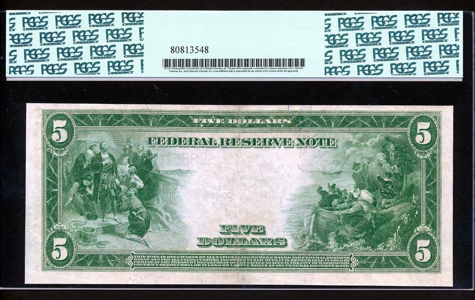 Fr.891B 1914 $5 SAN FRANCISCO "TYPE B FACEPLATE" FRN PCGS 50 ABOUT NEW UNC. RARE - Image 2 of 2