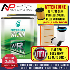 KIT TAGLIANDO FIAT TIPO 1.3 MULTIJET 95CV 2015> + 5L LITRI OLIO SELENIA WR 0W-30