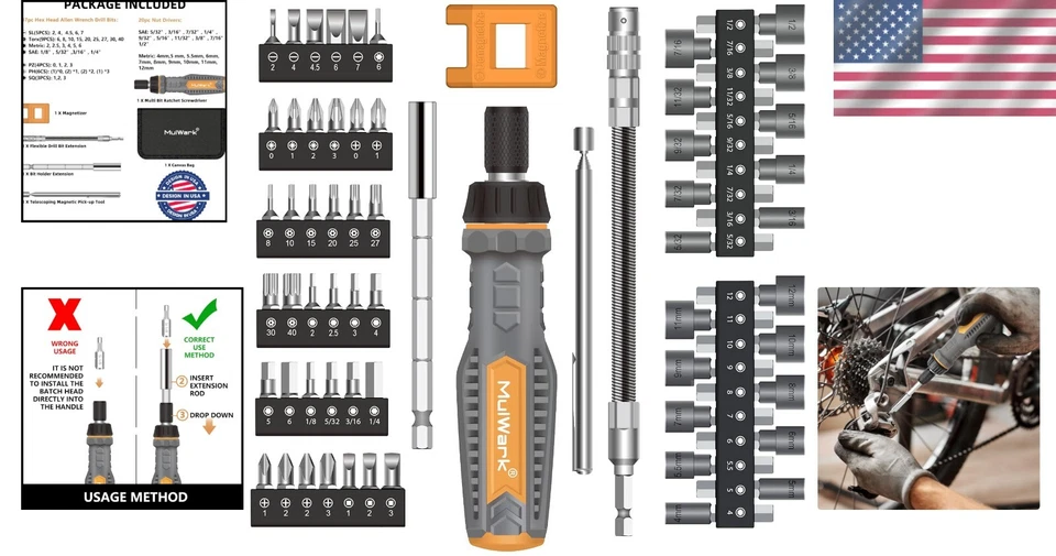 Durable 63PC Magnetic Screwdriver Set with Ergonomic Handle & Flexible Extension - Image 2 of 4