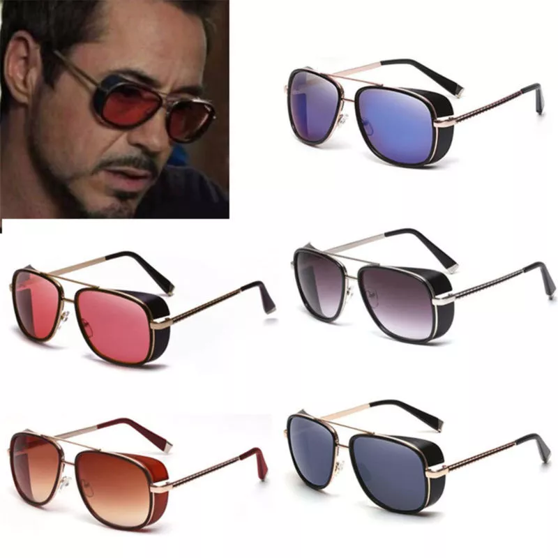 Iron Man Aviator Sunglasses, Brushed Gold & Red Mirror