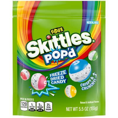 SKITTLES POP'D Sour Freeze Dried Candy - 5.5 oz Bag
