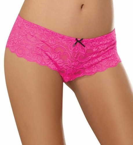 SATIN BOW STRETCH LACE OPEN CROTCH BOYSHORT S-4X - Picture 2 of 2