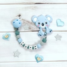 Desired Name Chain Bei kette Ring Dentizioned Silicone Celeste Grau