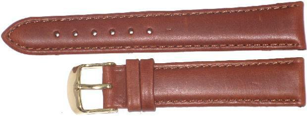 Watch Band Genuine Leather L.Brown Padded,Stitched 16mm,18mm, 20mm