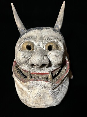Hannya Japan Wooden Noh Mask 般若 with Box Wood Carving daemon