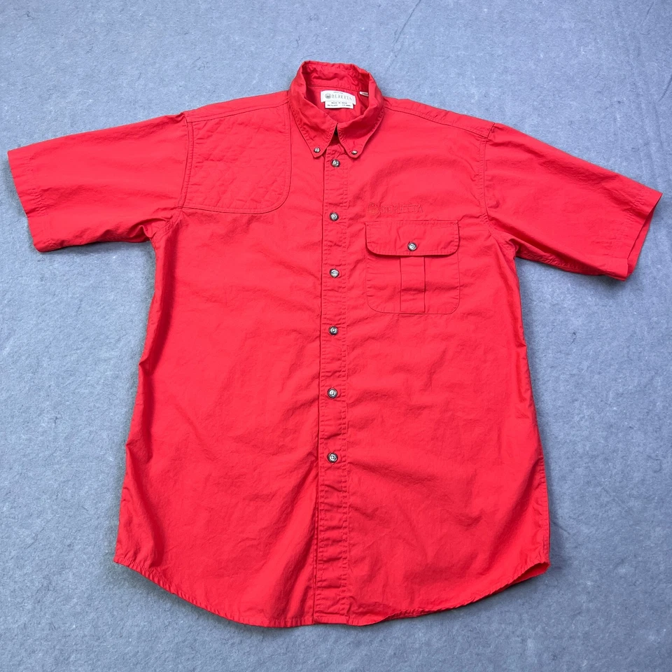 Beretta Shooting Shirt Men's Medium Red Recoil Pad Up Down Short Sleeve Vented - Image 2 of 4