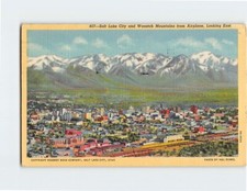 Postcard Salt Lake City and Wasatch Mountains from Airplane Looking East UT USA