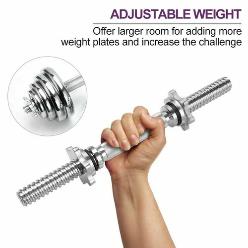 Adjustable Dumbbell Bar Threaded Barbell Handles Home Gym Fitness 13.7"-19.7" - Picture 5 of 17
