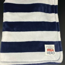 Carters Blue and White Stripes Baby Blanket Mommys Little Hero Fire Truck Sherpa