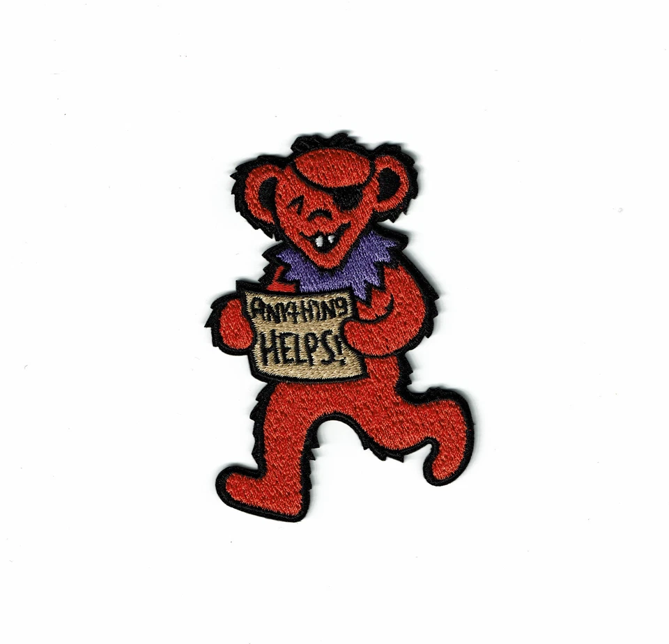 3" GRATEFUL WOOK BEAR Patch Anything Helps Grateful Dead spanging bears patches