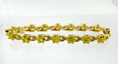 Ross Simons Gilt Sterling Silver Yellow Hexagon Cut Gem Tennis Bracelet 925 7In