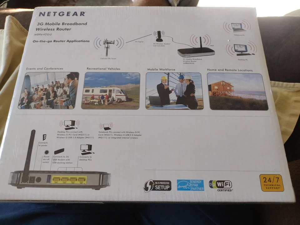 3G WIRELESS ROUTER MOBILE BROADBAND WIFI INTERNET NETGEAR MBR624GU 4-PORT New - Image 2 of 4