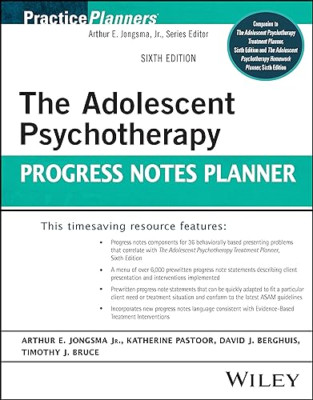 The Adolescent Psychotherapy Progress Notes Planner (Pr - Paperback NEW Jongsma,