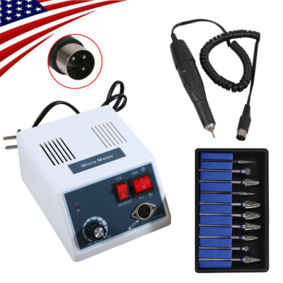 Dental Lab Electric Micromotor Marathon 35K RPM Handpiece /10*Polishing Burs USA