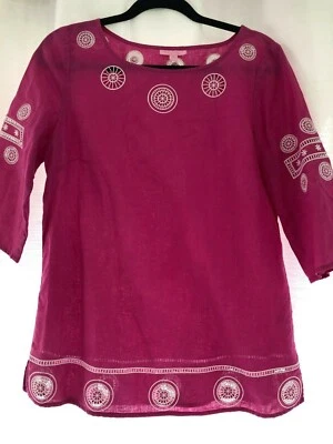 Lilly Pulitzer Haut En Lin/Coton À Manches Longues Rose Taille 8 128 $ - Photo 1/4