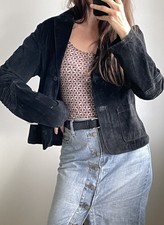 Betty Barclay Suede Jacket Black Biker Size 14 New With Tags