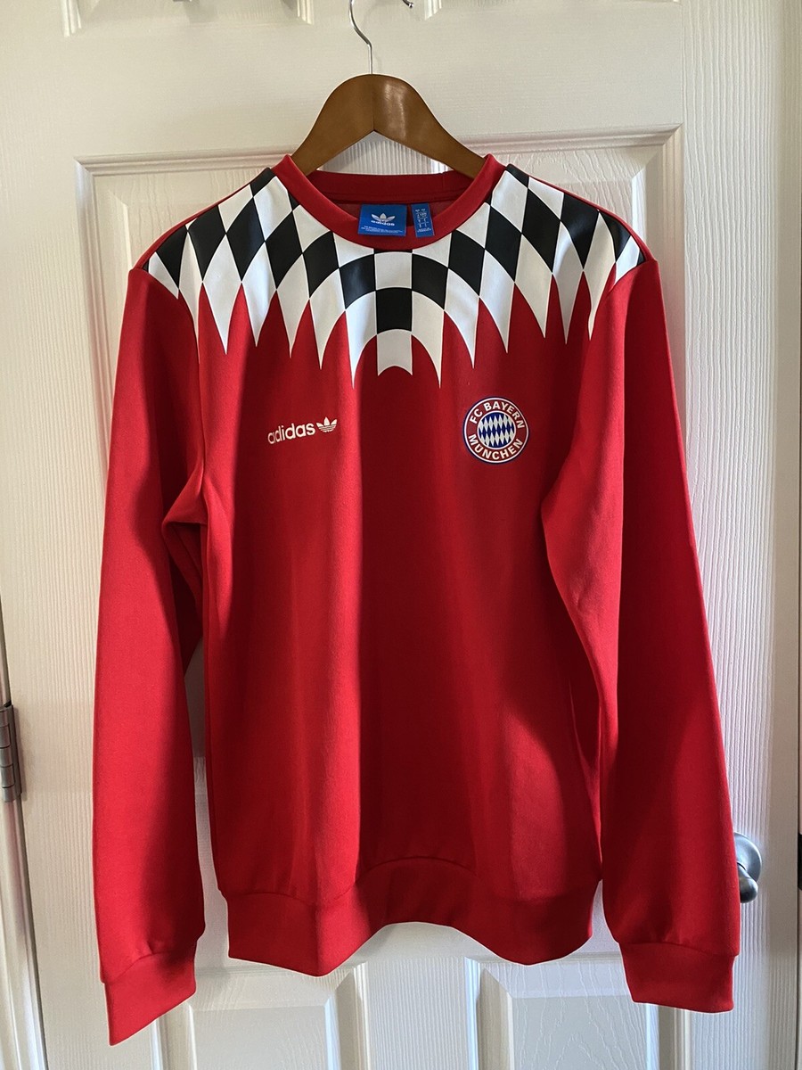 ADIDAS MEN'S FC BAYERN MUNICH CREW SWEATSHIRT RED Sz Small 10/10