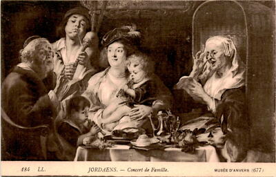 Jordaens, Musée d'Anvers, Familienkonzert, A Family Concert Postcard