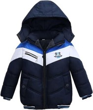 Boys Down Jacket Fur Collar Hood Thick Warm Winter Coat Padded Outerwear 5T