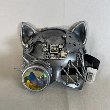 KBW Global Resin Steampunk Cat Mask, Silver-NWT