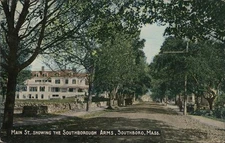 Main Street,Showing the Southborough Arms,MA Tichnor Massachusetts Postcard