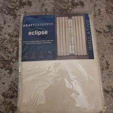 Eclipse Draft Stopper Insulating Drapery Curtain Panel 40"x95" White Rod Pocket