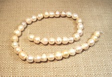 Nice 16" Strand of 9mm to 11mm White Iridescent Freshwater Baroque Pearls Lot B8