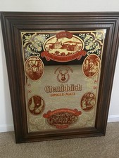 VTG Glenfiddich Scotch Whisky 29x39&rdquo; Framed Bar Mirror Sign Made in PA, USA RARE