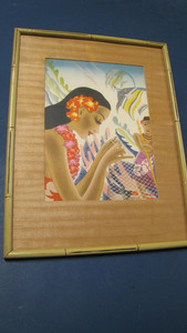 Vintage Hawaiian Macintosh Framed Menu 1940 w Bamboo Style Frame and Matt TIKI