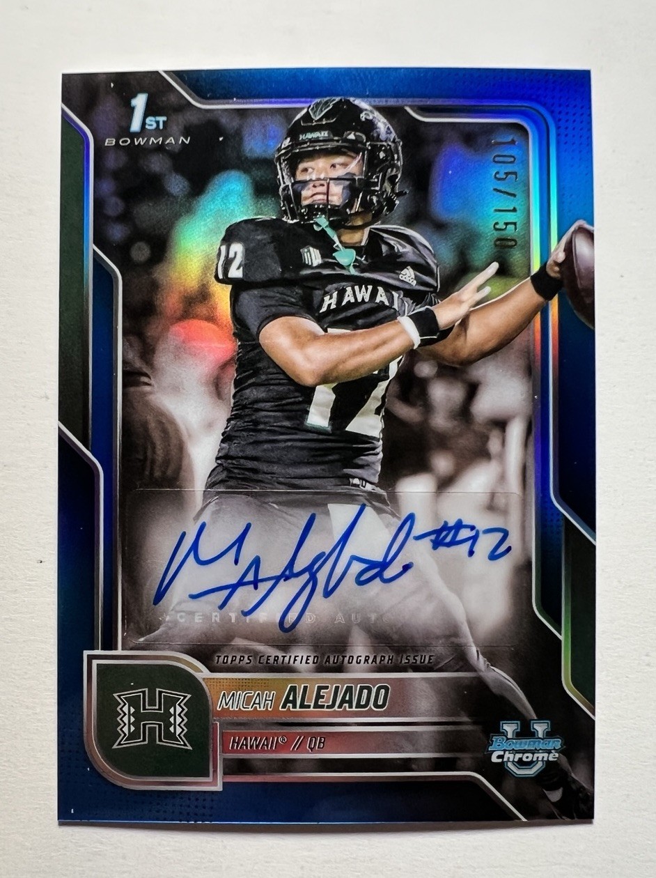 2025 Bowman U Chrome /150 Micah Alejado AUTO TRUE BLUE REFRACTOR #BCA-MA Hawaii