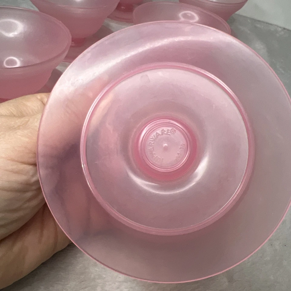 Lot 6 Vintage Tupperware PINK Dessert Sundae Cups Retro Kitchen Pedestal - Image 3 of 4