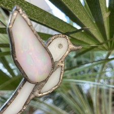 Stained Glass White Dove Window Sun Catcher Ornament Handmade
