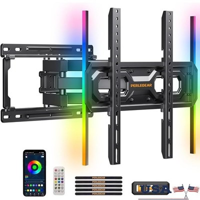 TV Wall Mount W/ LED Lights Swivel Tilt Extension Music Sync 26-65 inch TVs New