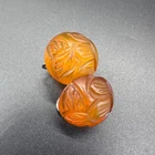 Vintage Apple Juice Bakelite Screw Back Earrings Floral Carved 30s Jewelry READ