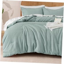 Soft Waffle Comforter Set Size- Comfy Breathable Waffle Weave Queen Dusty Blue
