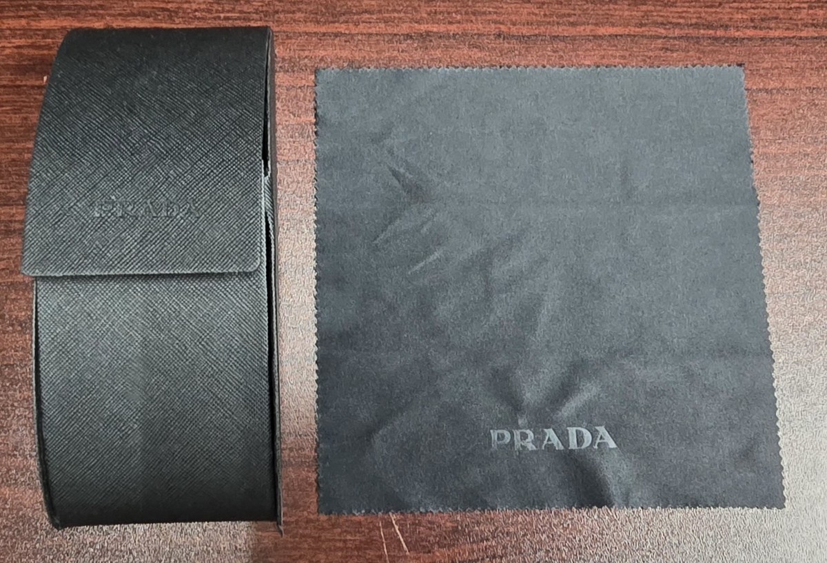 Prada Saffiano Black Leather sunglasses case with cleaning  display picture 1