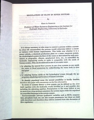 Regulation of flow in river systems; Schultz, Gert A.: